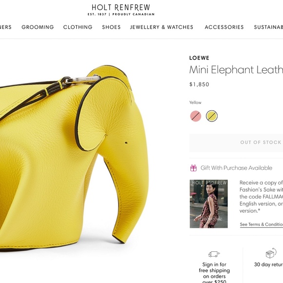 LOEWE Mini Elephant Leather Bag - Picture 2 of 12